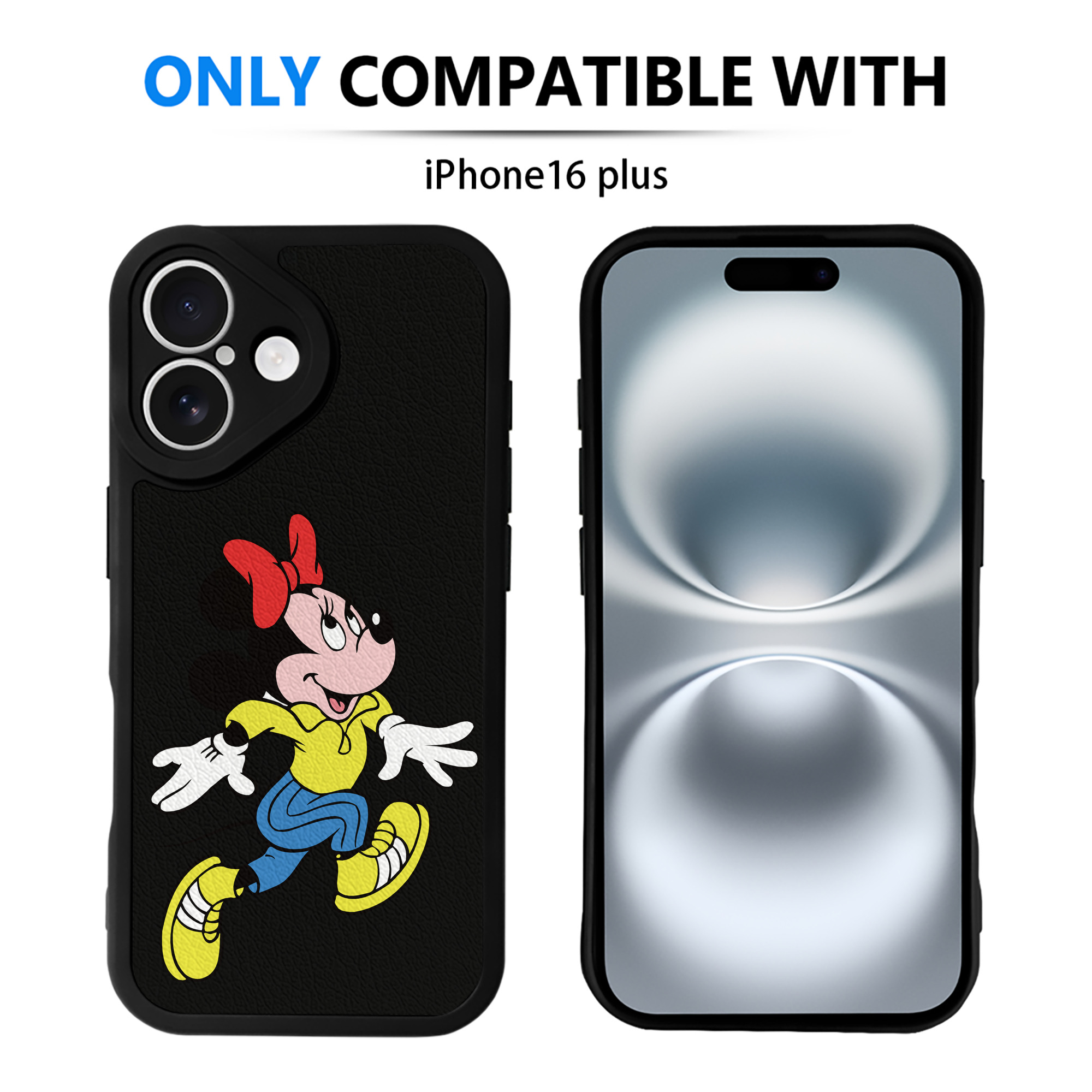 （画像用） ミッキーマウス Mickey Mouse 【iPhone 16シリーズ対応】シリコンスマホケース（レザー調） 材質：シリコン